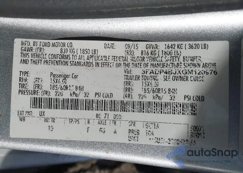 2016 Ford Fiesta Se from USA, damaged, VIN 3FADP4BJXGM120976